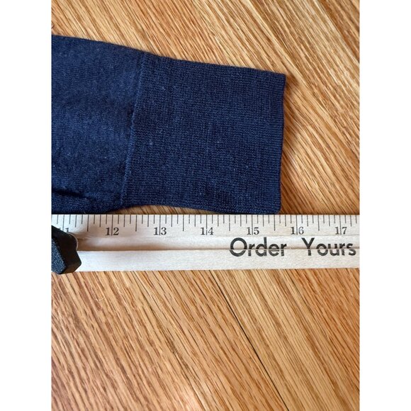 Banana Republic Womens Merino Wool Button Neck Striped Sweater Large Navy White - Picture 7 of 8